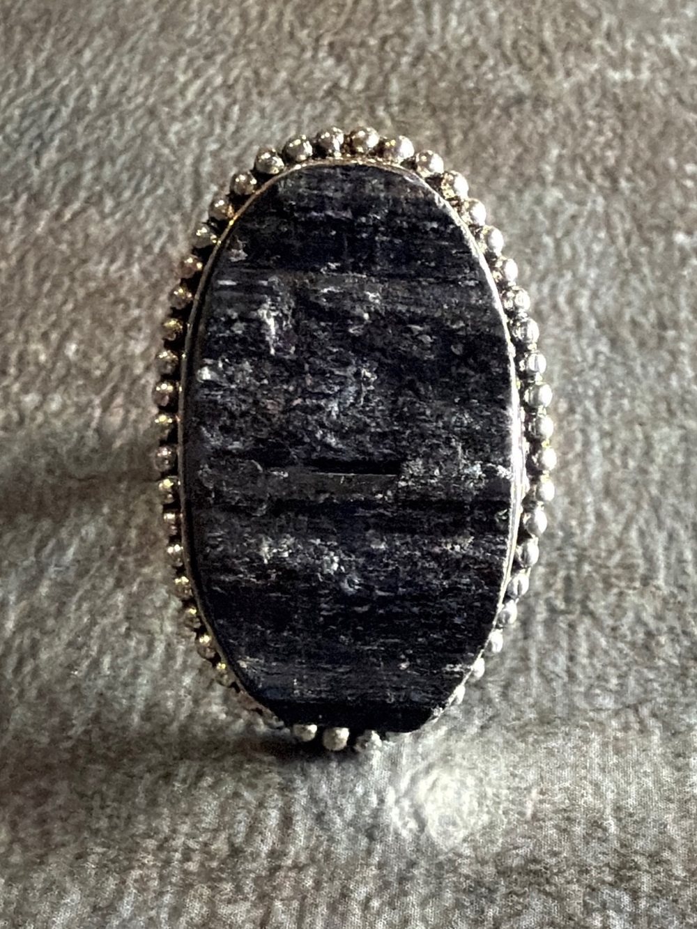 Women Jewelry Black Tourmaline Gemstone Statement Ring Size 8.5 Plated 925 Silve